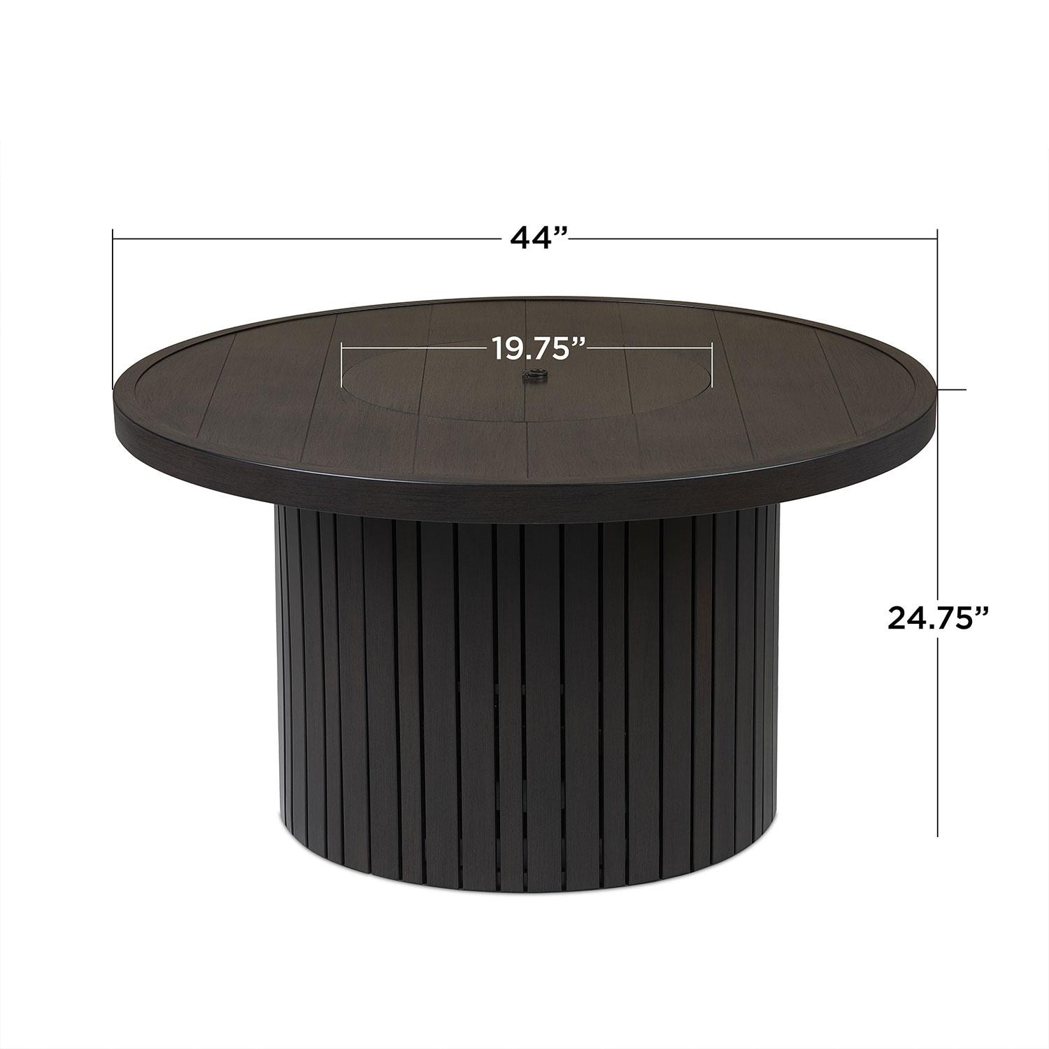 Westlook 40-in Round Metal Propane Fire Table in Bronze Coral by Lakeview Outdoor Designs - Dimensional thumbnail