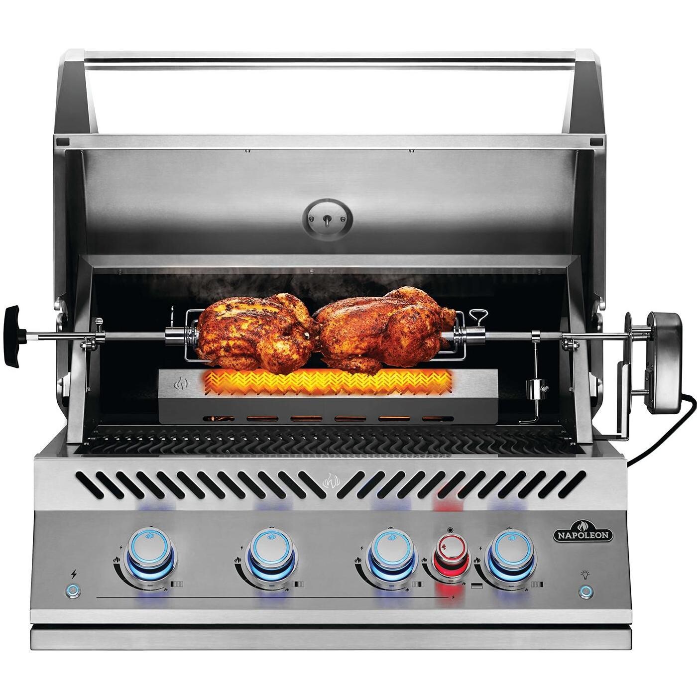 Napoleon BIG32RBNSS Built-In 700 Series 32-Inch Natural Gas Grill with Infrared Rear Burner & Rotisserie Kit - Open with Food thumbnail