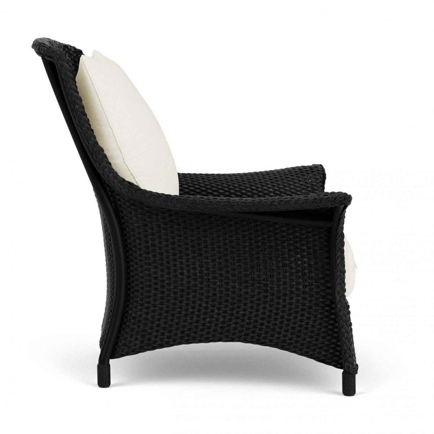 Lloyd Flanders Mandalay Lounge Chair in Ebony Finish with Sailcloth Salt fabric - Side thumbnail