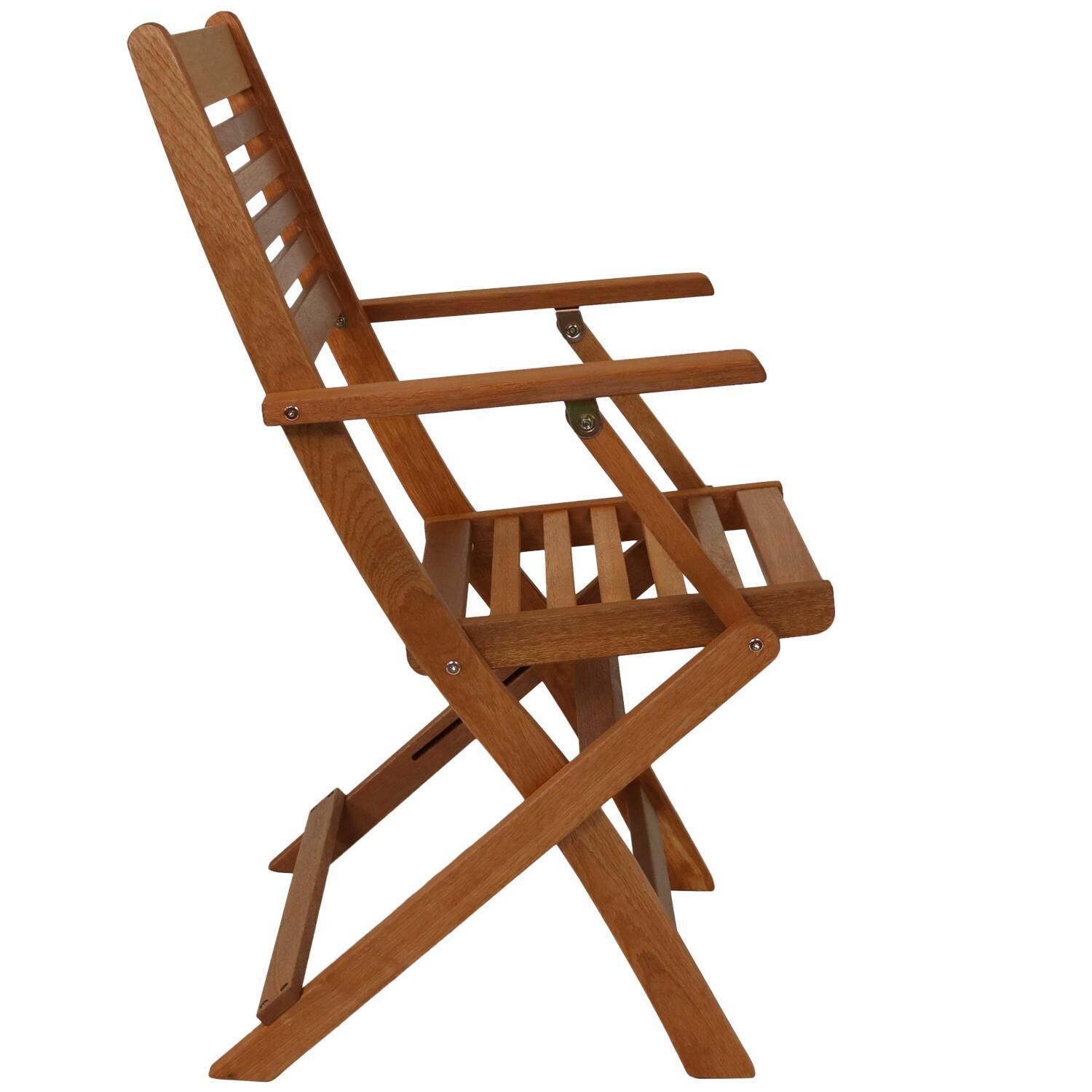 Ultimate Patio Meranti Wood Outdoor Folding Patio Armchairs - Side View thumbnail