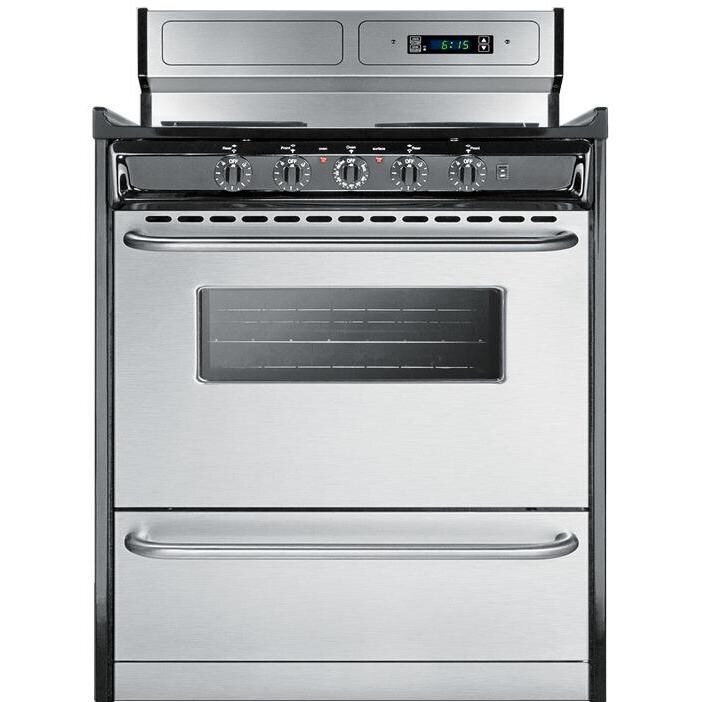 Summit Professional 30-Inch 4-Burner Freestanding Electric Range - TEM230BKWY - Front View thumbnail