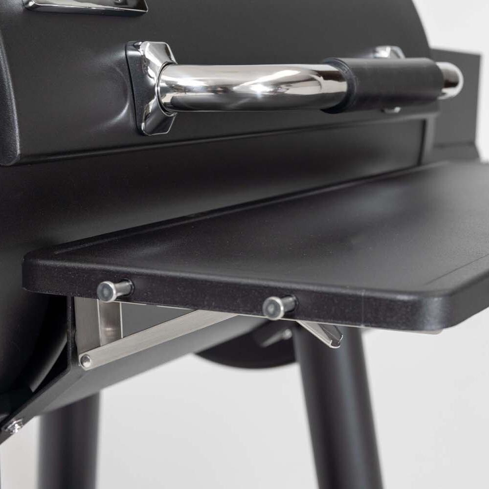 Broil King 958050 Regal Charcoal Offset 500 Smoker - Side Shelf In Use - Detail thumbnail