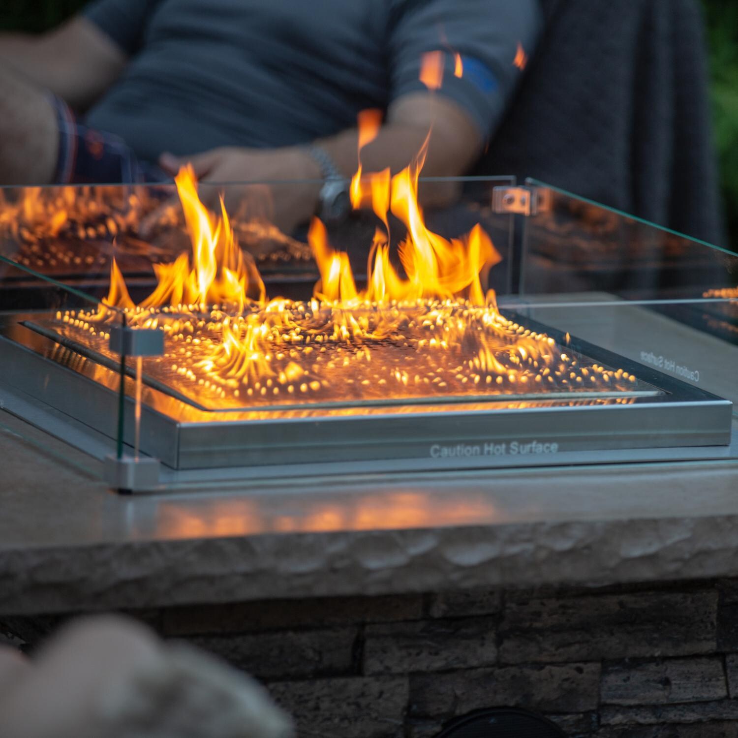 Blazing Beats Laguna Stacked Stone 38 Inch Fire Table - Burner Close Up thumbnail