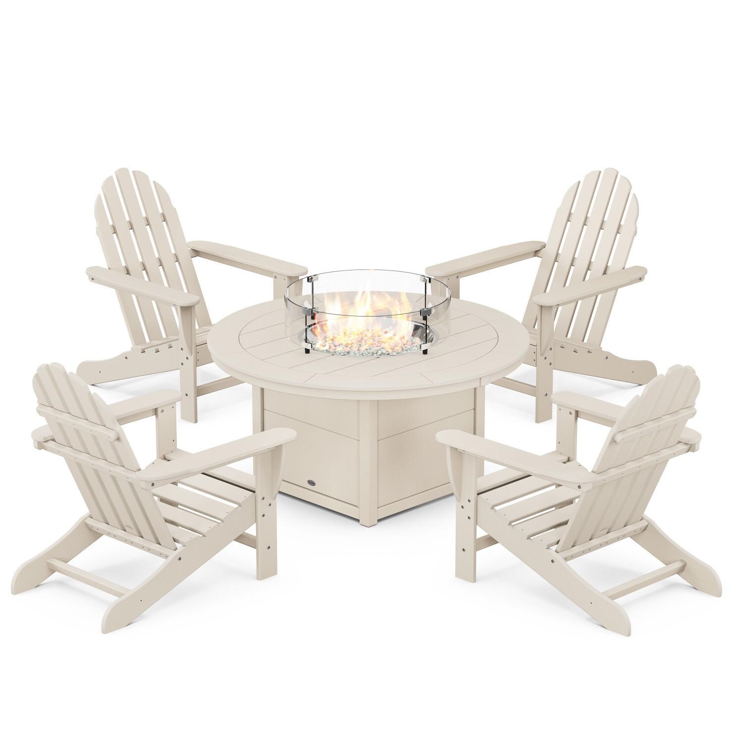 POLYWOOD PWS706-1-SA Classic Adirondack 5-Piece Conversation Set W/ Fire Pit Table thumbnail