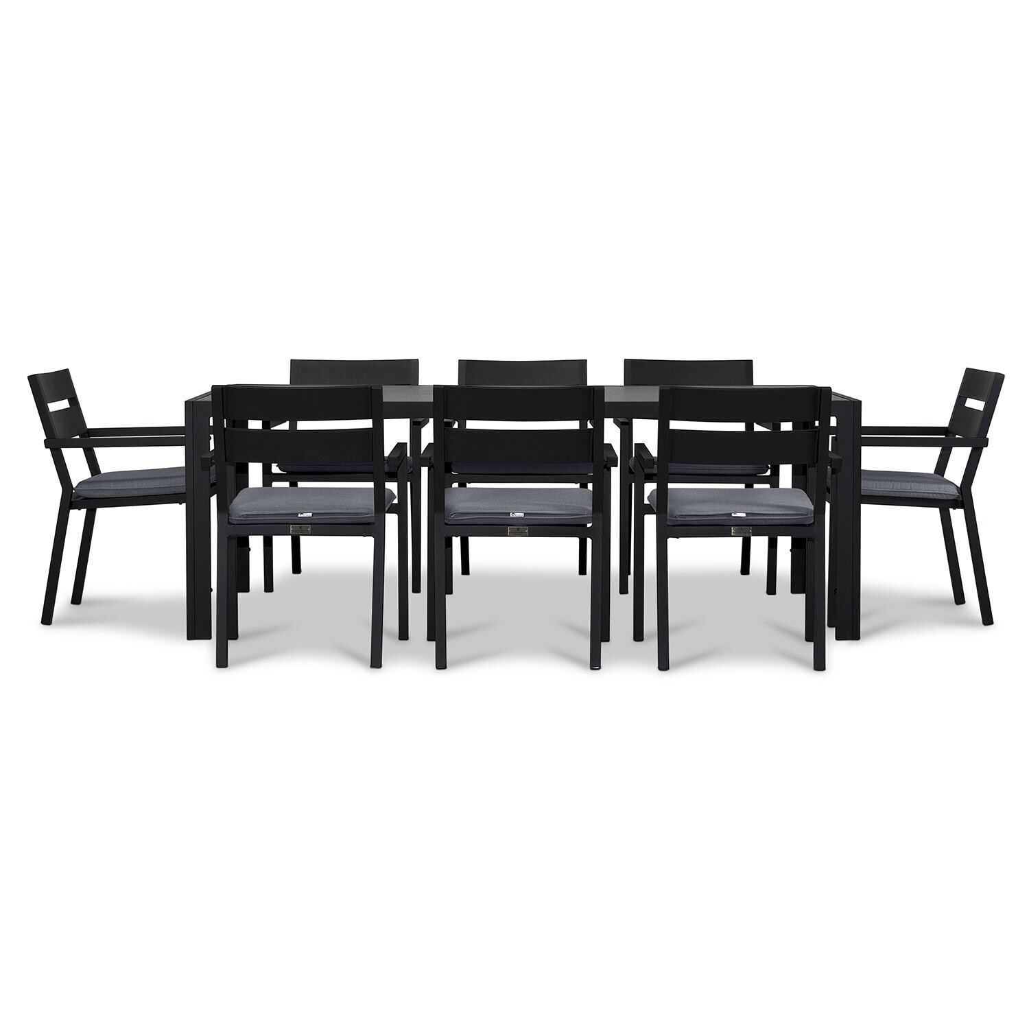 Calm Bay 9 Pc Rectangular Dining Set in Black/Canvas Charcoal by Lakeview - White Background 3 thumbnail