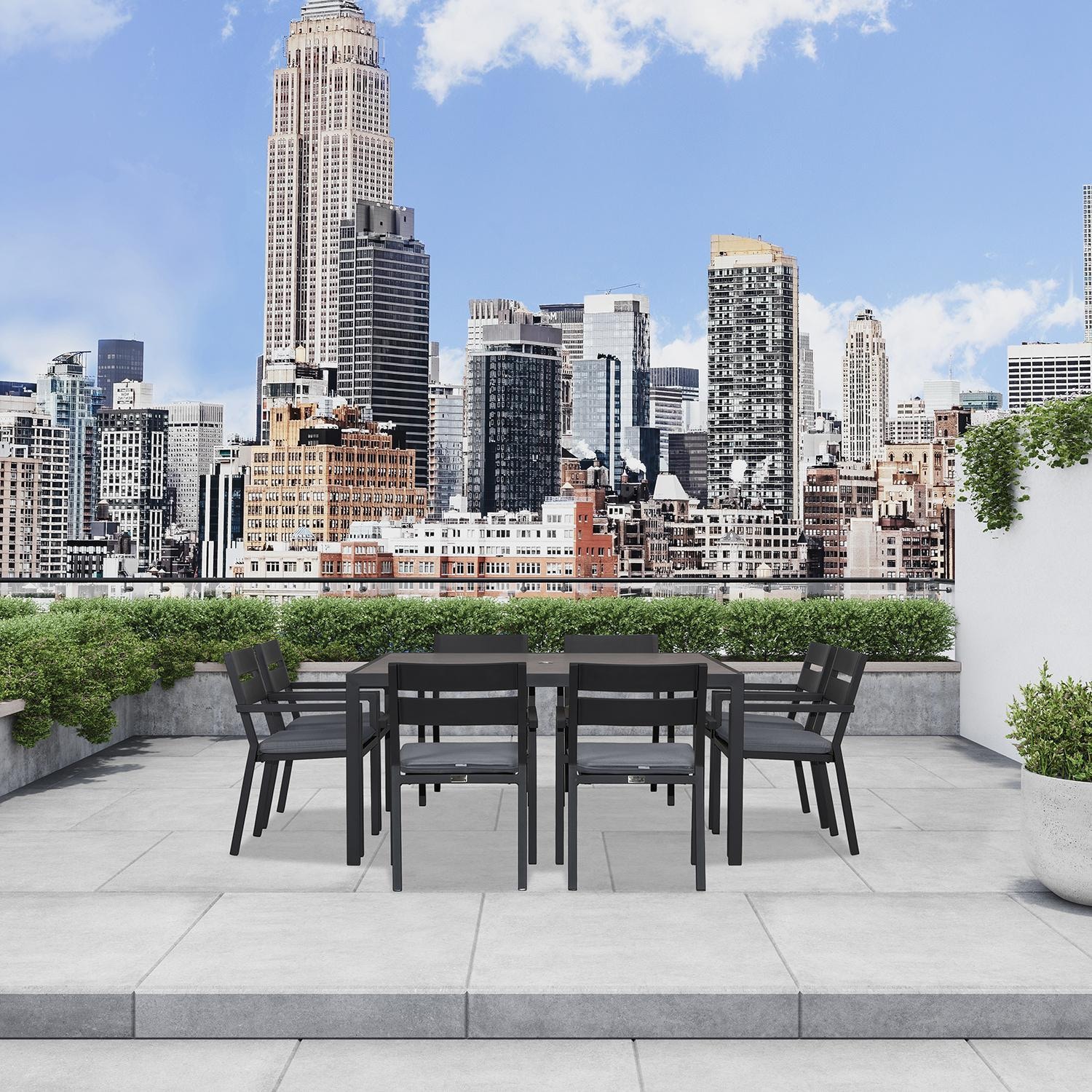 Calm Bay 9 Pc Square Dining Set in Black/Canvas Charcoal by Lakeview - Lifestyle 2 thumbnail