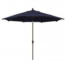 California Umbrella 11 Ft. Octagonal Aluminum Auto Tilt Patio Umbrella W/ Crank Lift & Aluminum Ribs - Bronze Frame / Sunbrella Canvas Navy Canopy