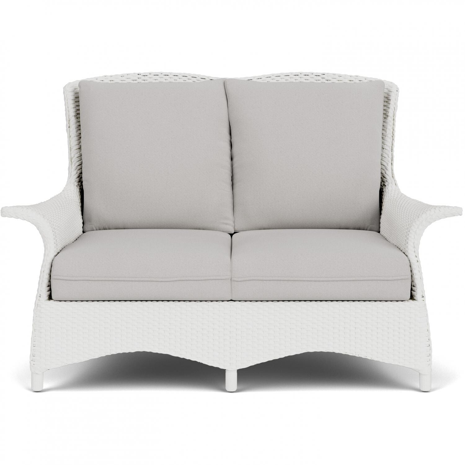 Lloyd Flanders Mandalay Loveseat in Matte White Finish with Tundra Dove fabric thumbnail