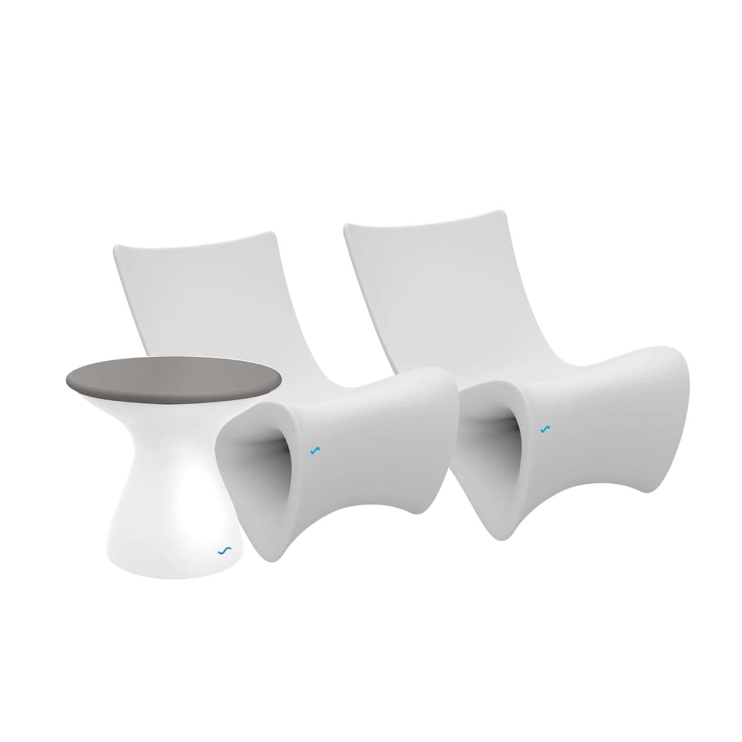Ledge Lounger Autograph 3 Pc Polyresin Seating Set in White/Gray by - LL-AG-CR-STG-BUNDLE-W-GRY