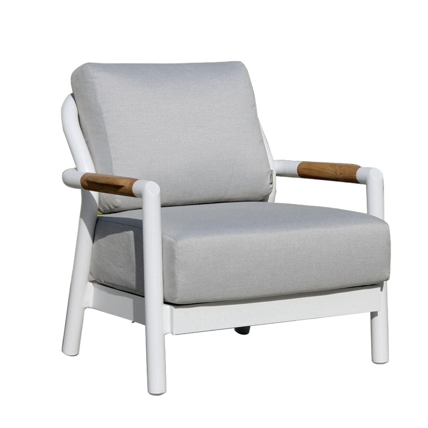 Elementi OS-2501S Santorini Outdoor Aluminum Lounge Chair w/ Sunbrella Cushions - Display - White Background thumbnail