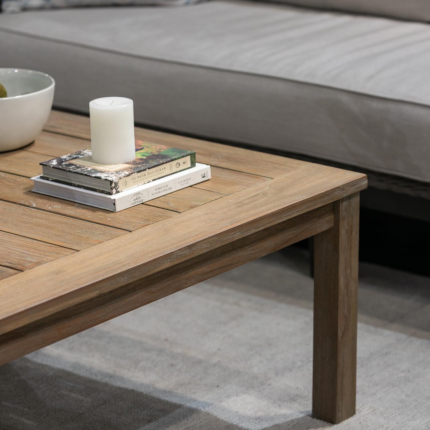Sunset West - 5501-CT - Coastal Teak 50 X 28 Inch Rectangular Teak Patio Coffee Table - On Patio - Lifestyle thumbnail