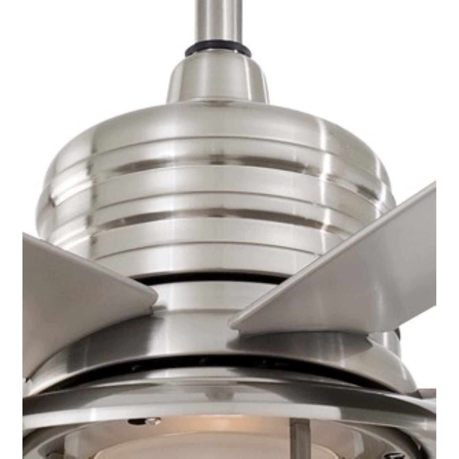 Minka-Aire F582L-BNW Rainman 54-Inch 5-Blade LED Ceiling Fan in Brushed Nickel Wet Finish w/ Silver Blades, Integrated Light & Acid Etched Glass - Closeup thumbnail