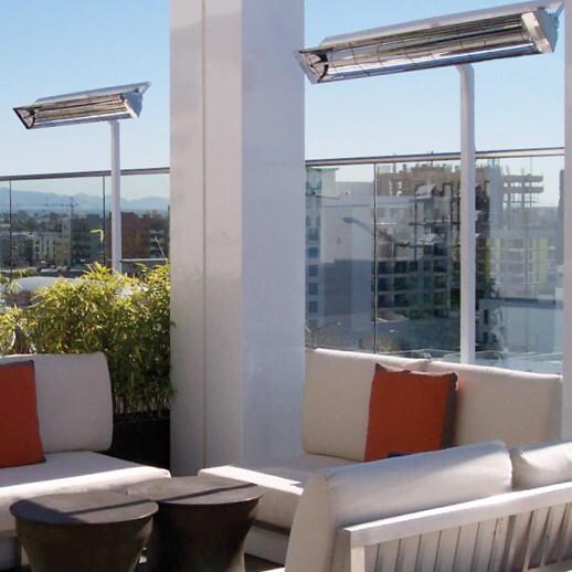 Infratech 33 Inch W-Series Single Element Electric Patio Heater - 1500 Watts - White - W1512SS-WH - Pole Mount Lifestyle thumbnail