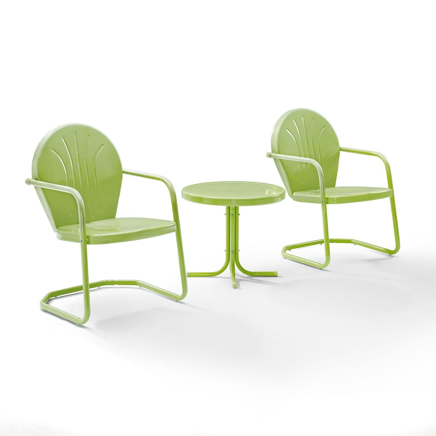 Ultimate Patio UP-32237KL 3Pc Retro Outdoor Chair Set in Lime Green - Angled - White Background thumbnail