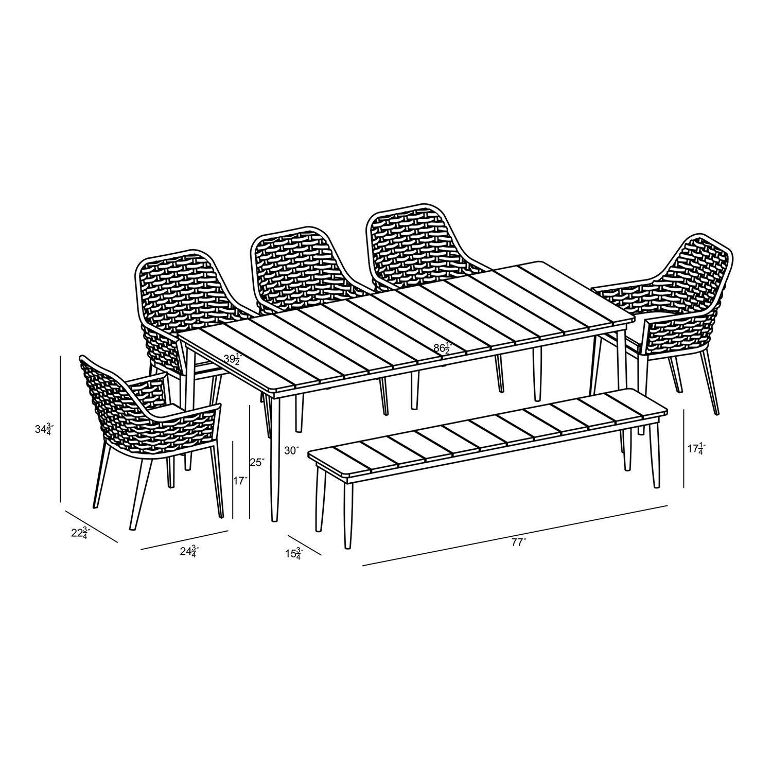 Chloe Bay 8 Seat Reclaimed Teak Dining Set w/Bench in Black by Lakeview - Dimensional thumbnail