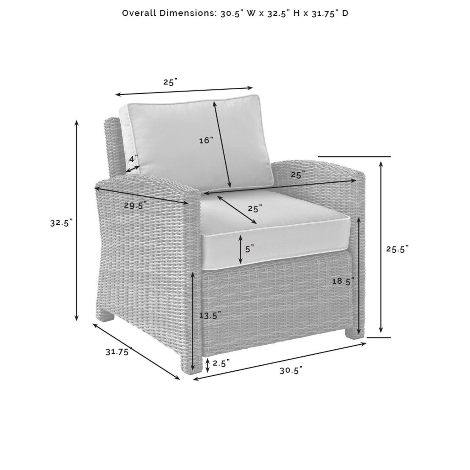 Ultimate Patio UP-92394-SG 3Pc Wicker Outdoor Loveseat Set W/ Fire Table in Sangria - Club Chair Dimensions - Diagram thumbnail