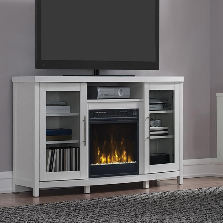 ClassicFlame Rossville TV Stand With Electric Fireplace Pure White 18MM6036PT85S BBQGuys