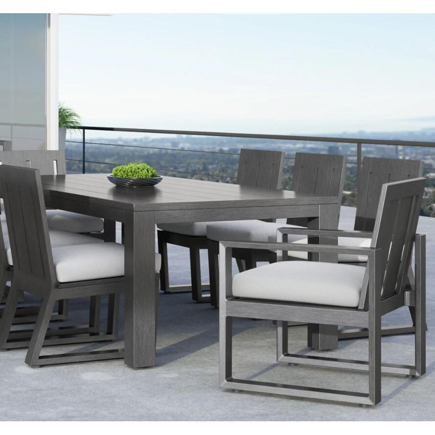 Redondo 4 Piece Aluminum Patio Dining Arm Chair Set W/ Sunbrella Cast Silver Cushions By Sunset West - Lifestyle thumbnail