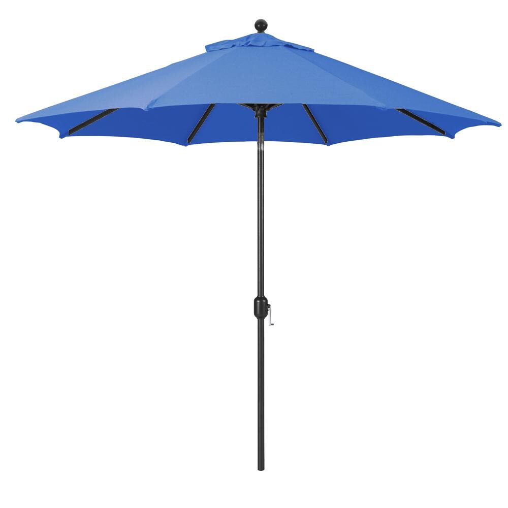 Galtech 9 Ft. Octagonal Aluminum Patio Market Umbrella W/ Crank Lift And Deluxe Auto Tilt - Black Frame W/ Sunbrella Canvas Pacific Blue Canopy