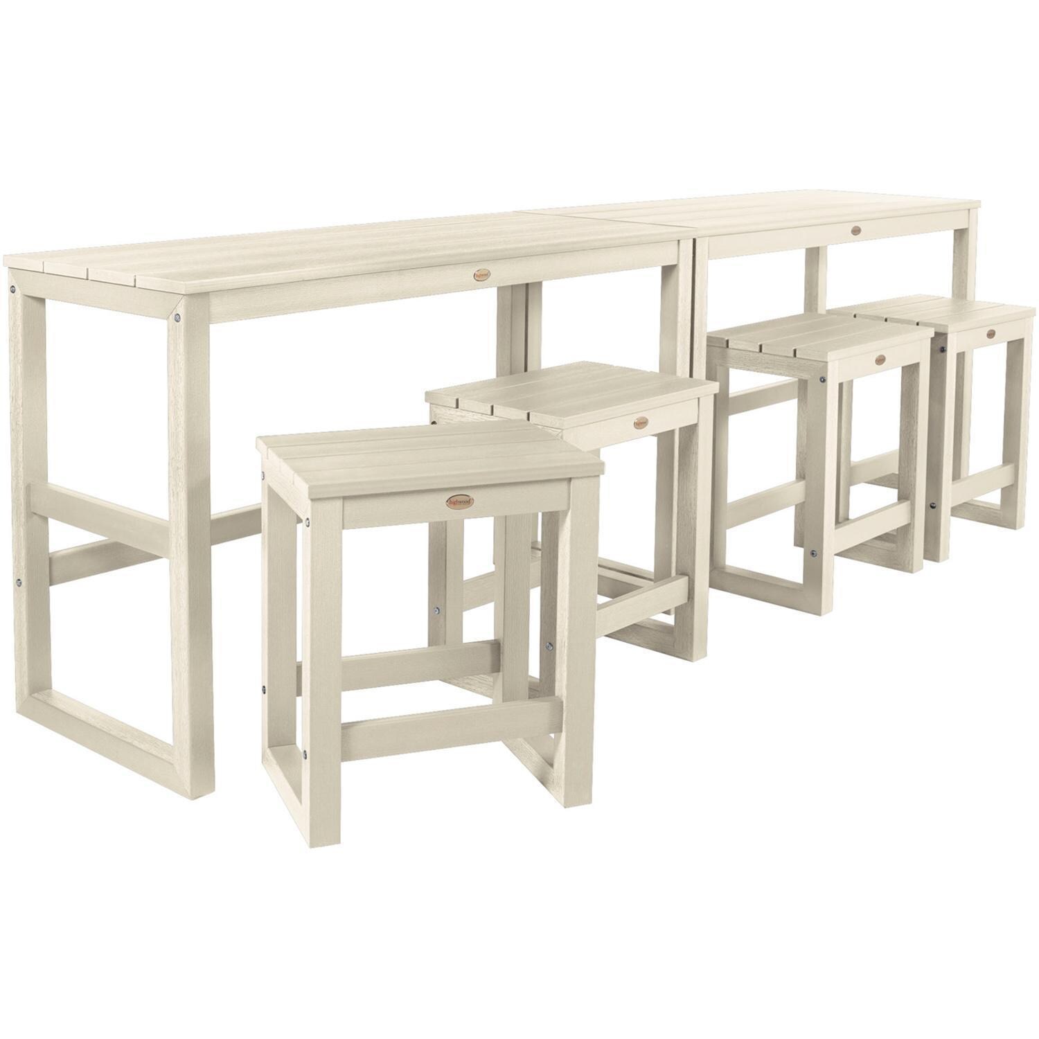 Lakeview Audubon 6 Pc Recycled Plastic Counter Height Balcony Dining Bar Set in Whitewash - Set - Long - White Background thumbnail