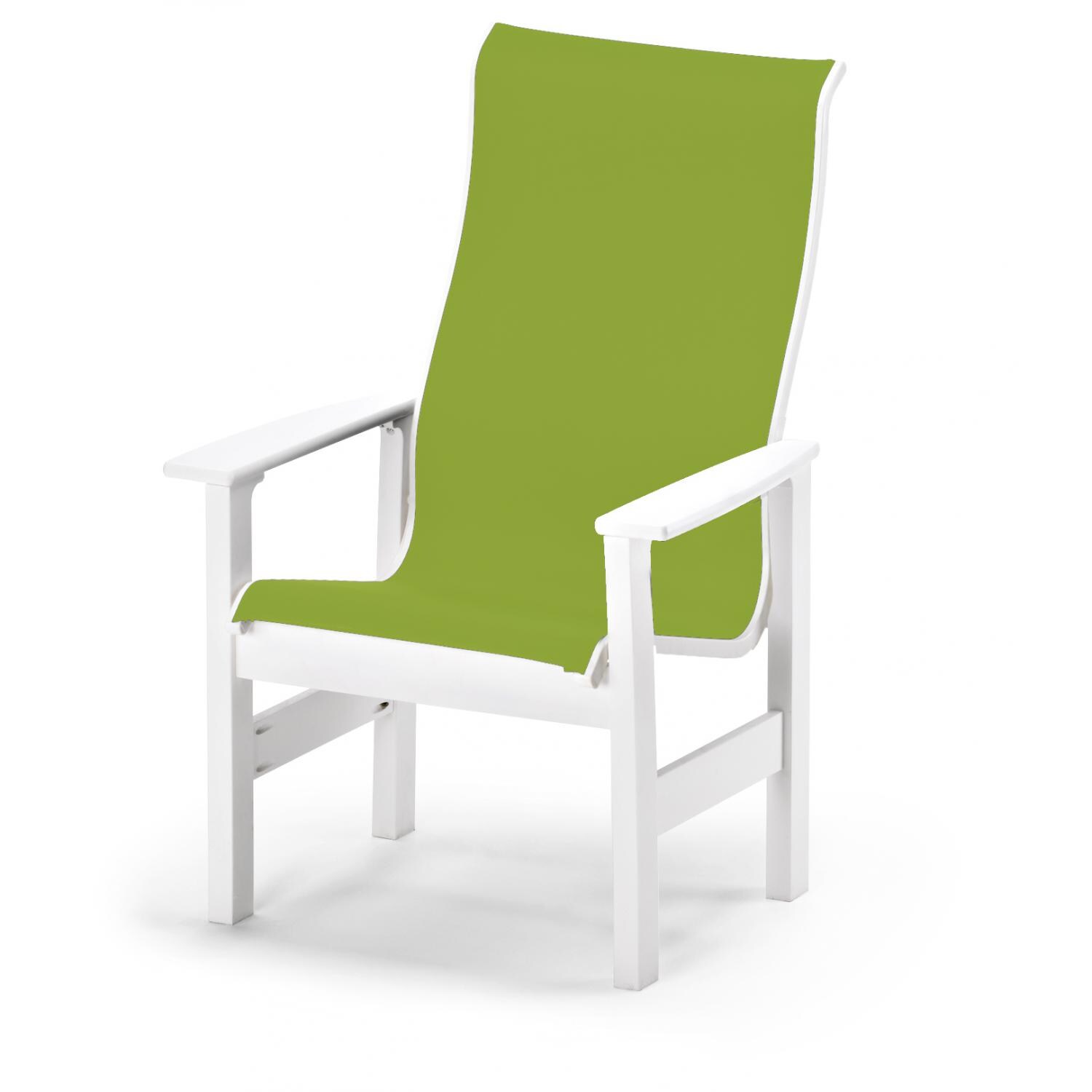Leeward Supreme MGP Patio Dining Arm Chair With Sling Seating By Telescope Casual - Textured Snow/Lime thumbnail