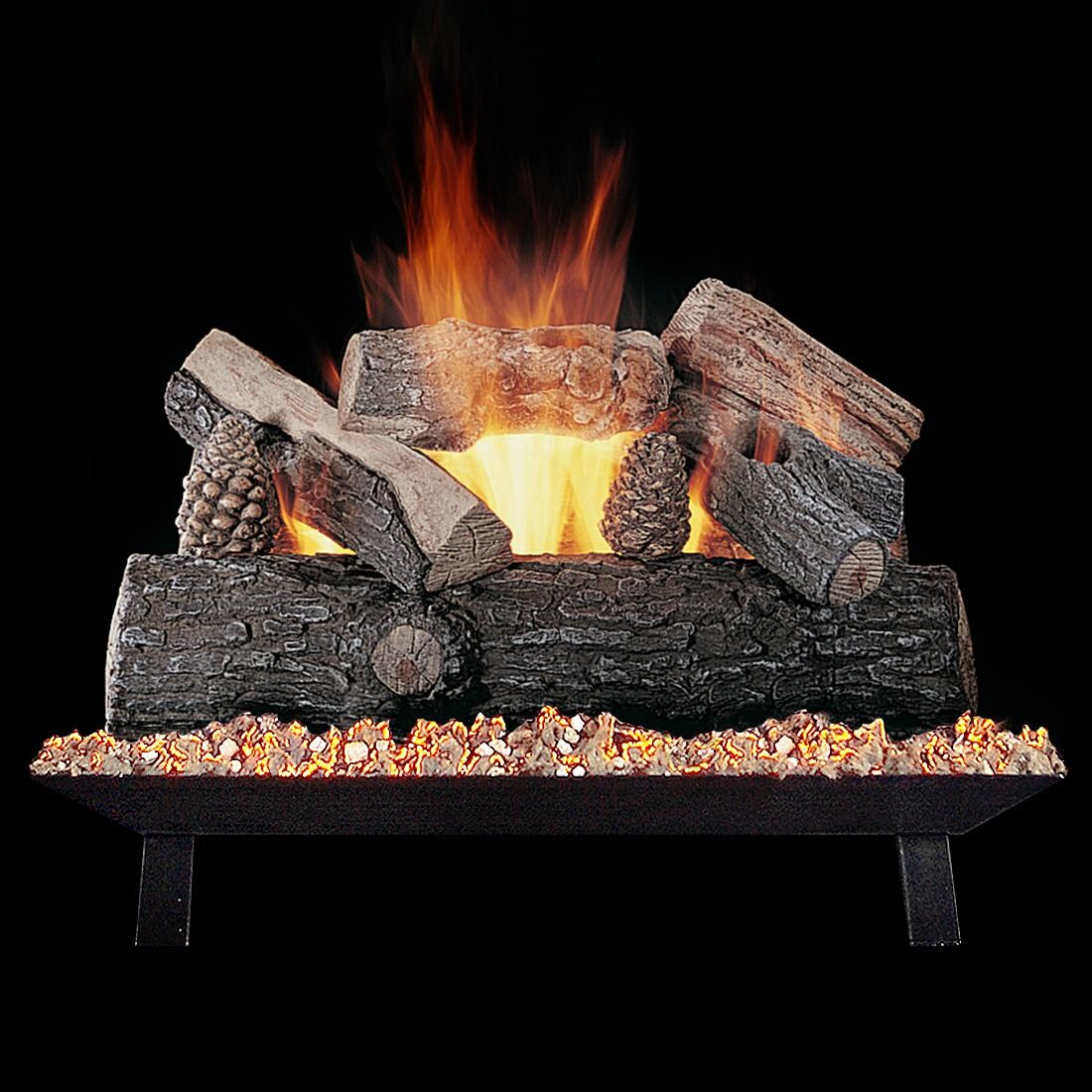 Rasmussen 30-Inch LoneStar Gas Log Set With Vented Propane Custom Pan Burner - Variable Flame Remote thumbnail