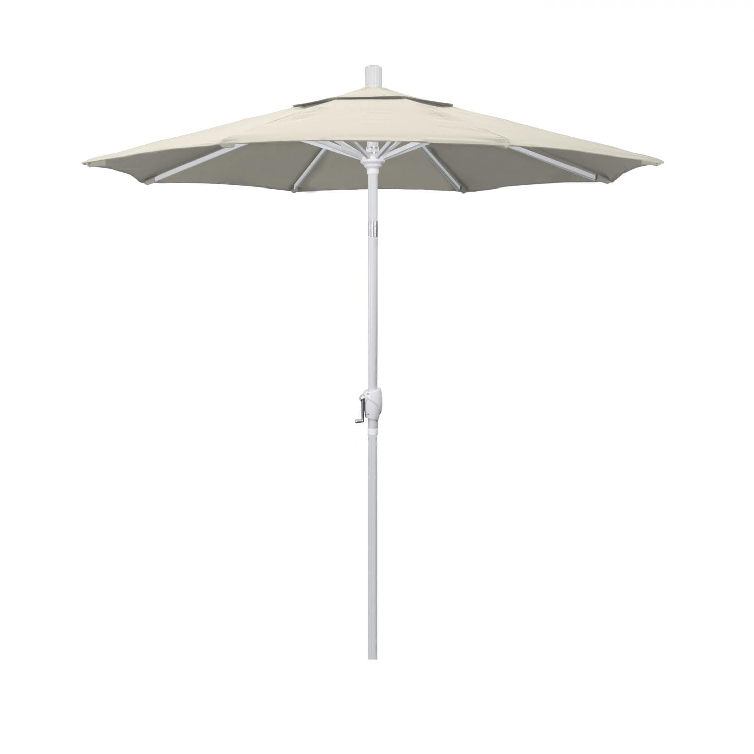 California Umbrella 7.5 Ft Octagonal Aluminum Push Button Tilt Patio Umbrella W/ Crank Lift & Aluminum Ribs - Matted White Frame / Olefin Antique Beige Canopy thumbnail
