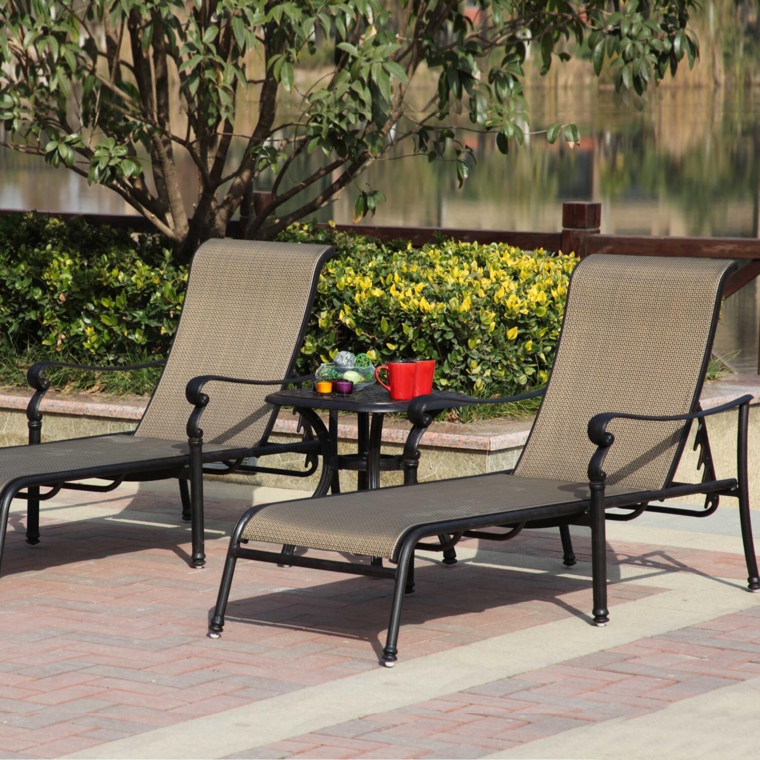 Darlee Monterey 2-Person Patio Chaise Lounge Set - Antique Bronze thumbnail