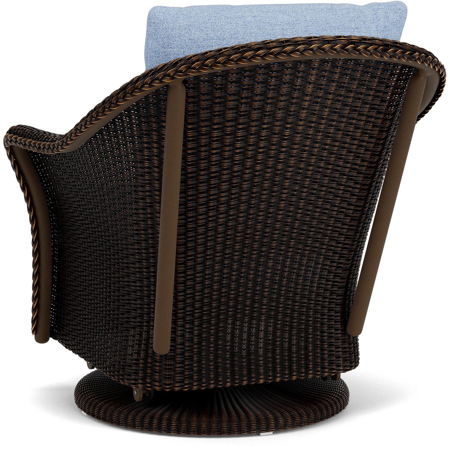 Lloyd Flanders Weekend Retreat Swivel Glider Lounge Chair in Mink Finish W/ Demo Skyway Fabric - Back Left thumbnail