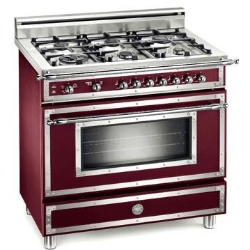 Bertazzoni Ranges 36 Inch Natural Gas 4.0 Cu. Ft. Burgundy Range