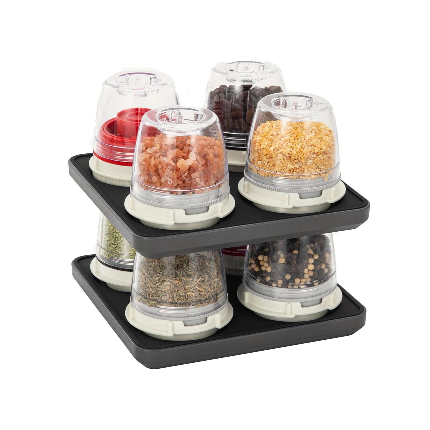 FinaMill FMA104-1SLA Quartet Stackable Tray - Stacked (Spices Not Included) - Angled - White Background thumbnail