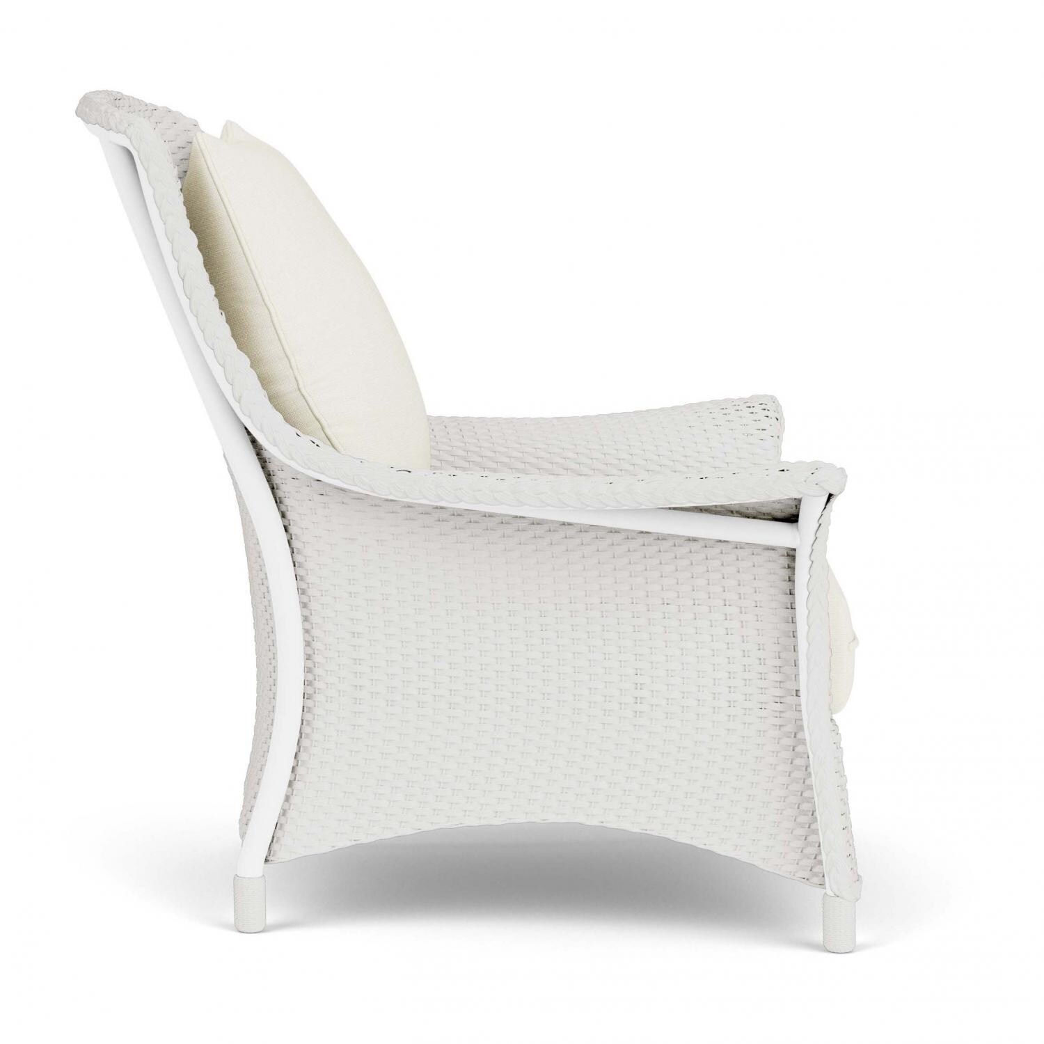 Lloyd Flanders Mandalay Lounge Chair in Matte White Finish with Sailcloth Salt fabric - Side thumbnail