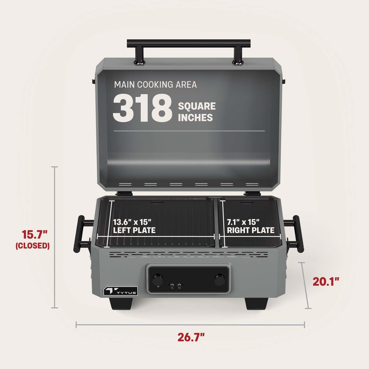 TYTUS TDT-GHS-EGRD Emberwood Electric Griddle - Dimensional thumbnail