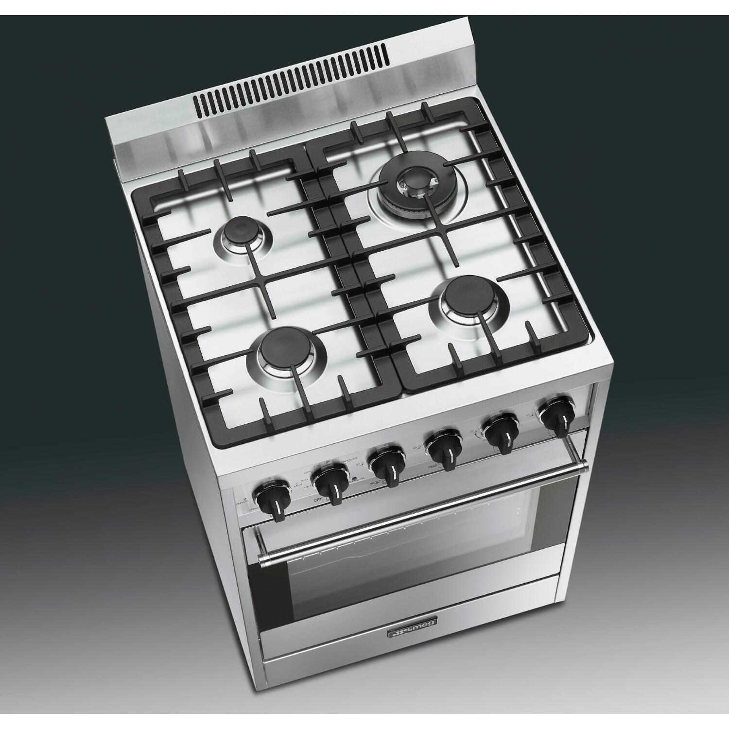 SMEG 24-Inch Stainless Steel 4-Burner Gas Range Top View - C24GGXU thumbnail
