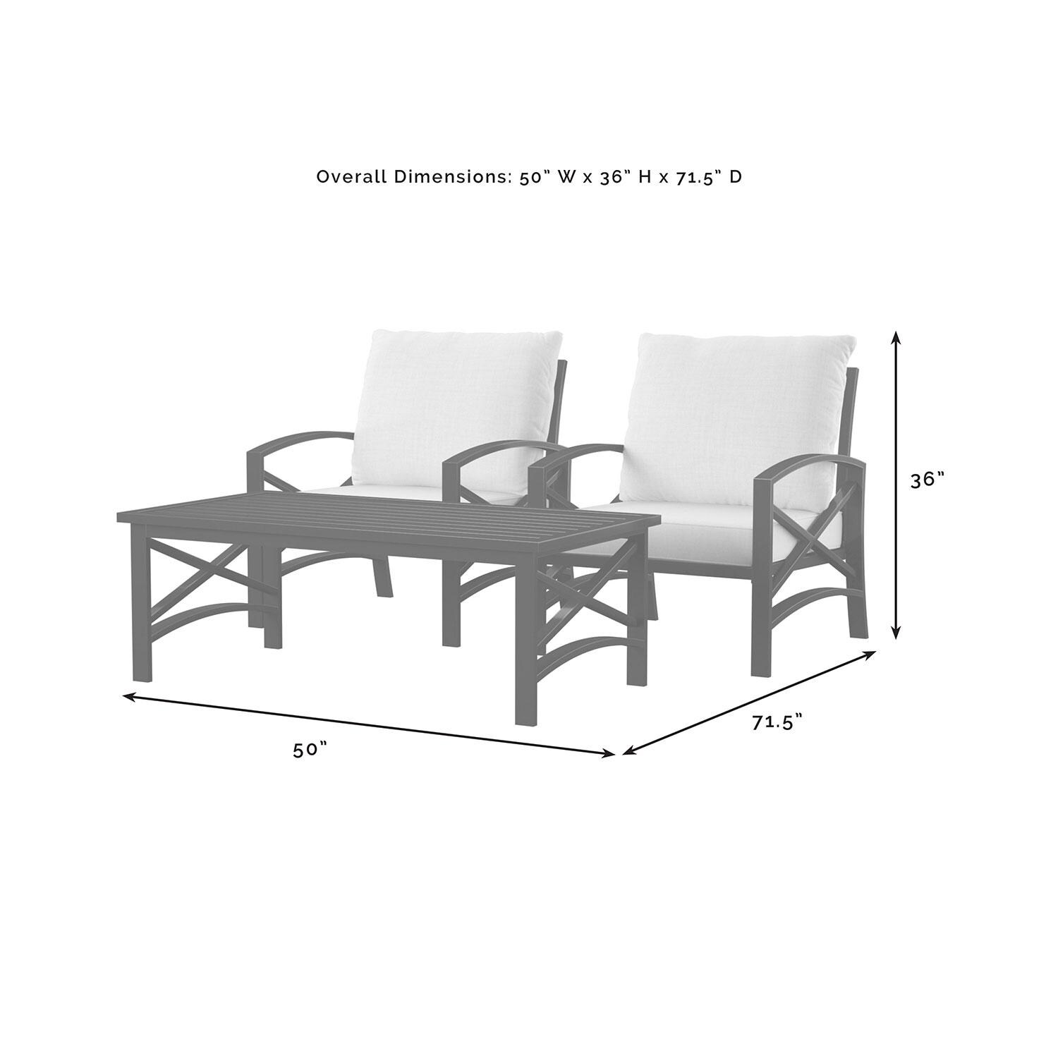 Ultimate Patio UP-82245BZ-Mi 3Pc Outdoor Chair Set in Mist - Overall Dimensions - Diagram thumbnail