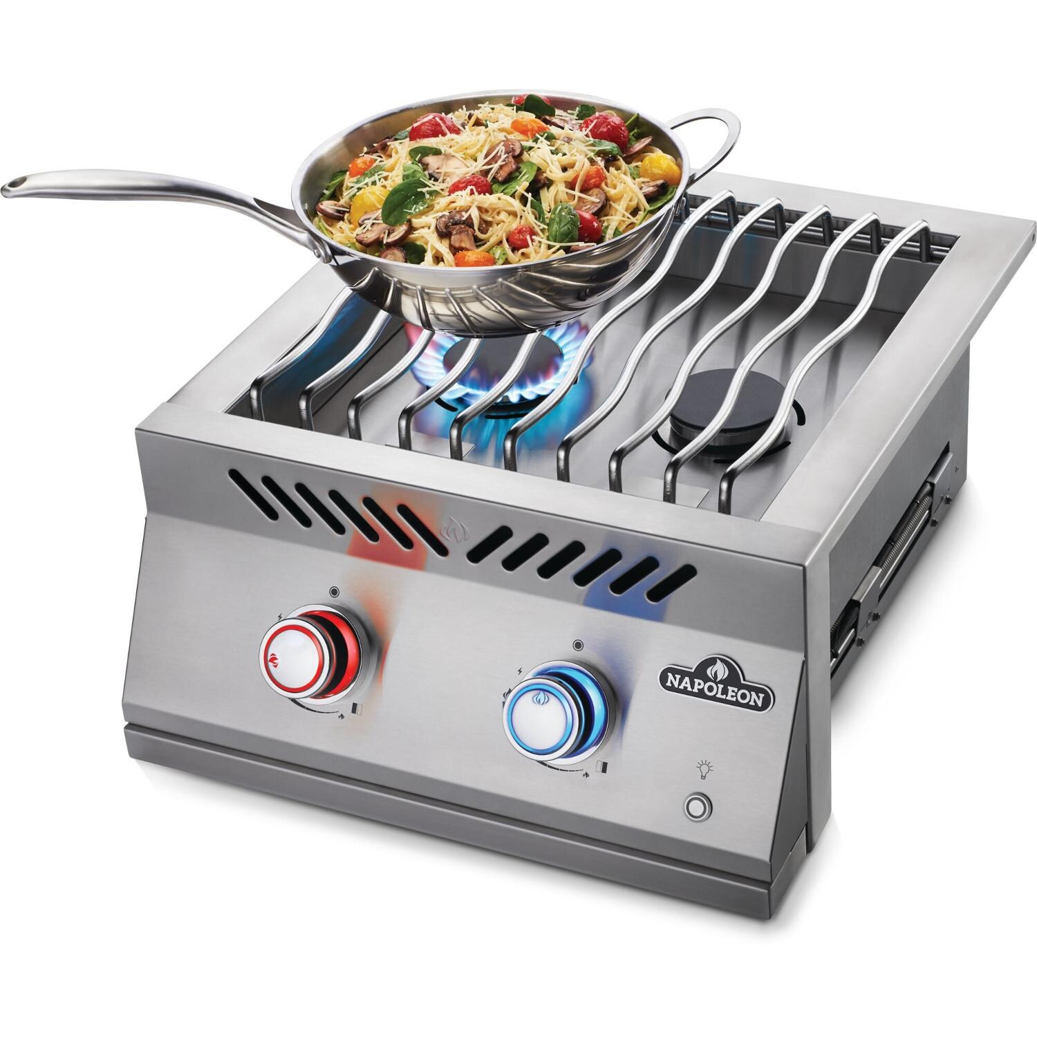 Napoleon BIB18RTPSS Built-In 700 Series Propane Dual Range Top Burner - In Use thumbnail