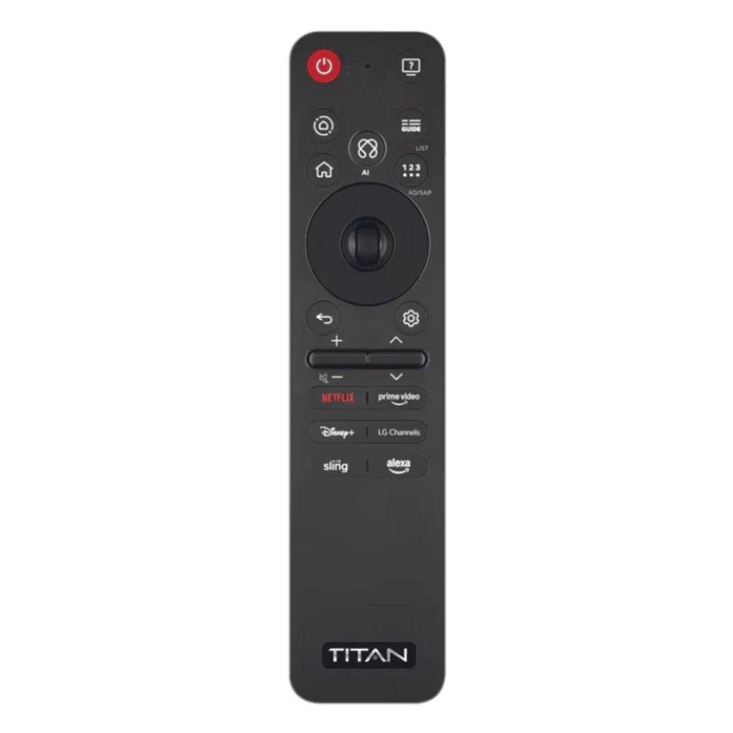 Titan L300-QNED-075 L300 Series 75-in Full Sun w/ Premium TV Cover & Roku Stick 4K QNED Smart Outdoor TV - Remote - White Background thumbnail