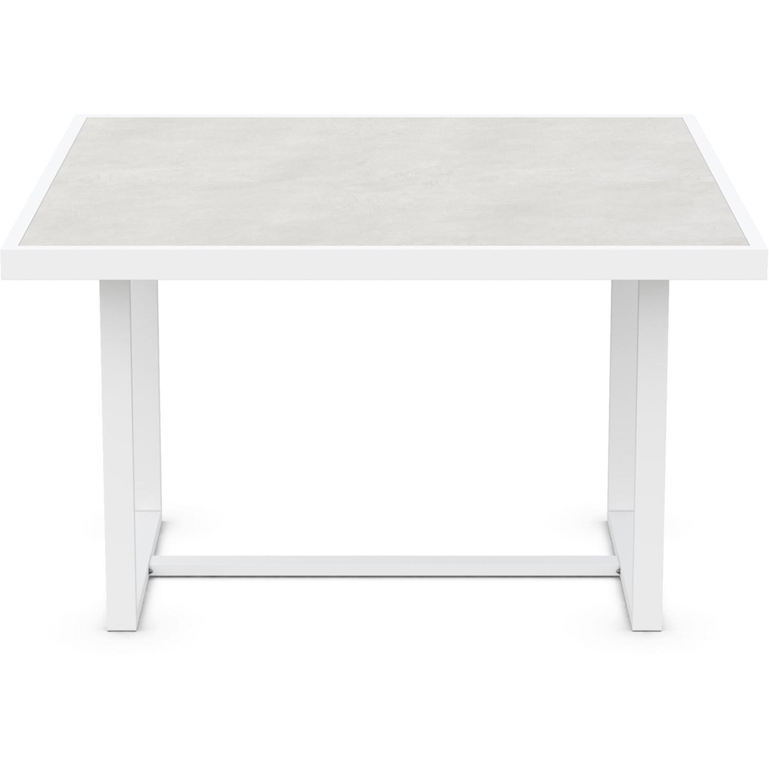 Azzurro Living Pavia 48 Inch White Aluminum Dining Table W/ Helena Dekton Top - Front - White Background thumbnail