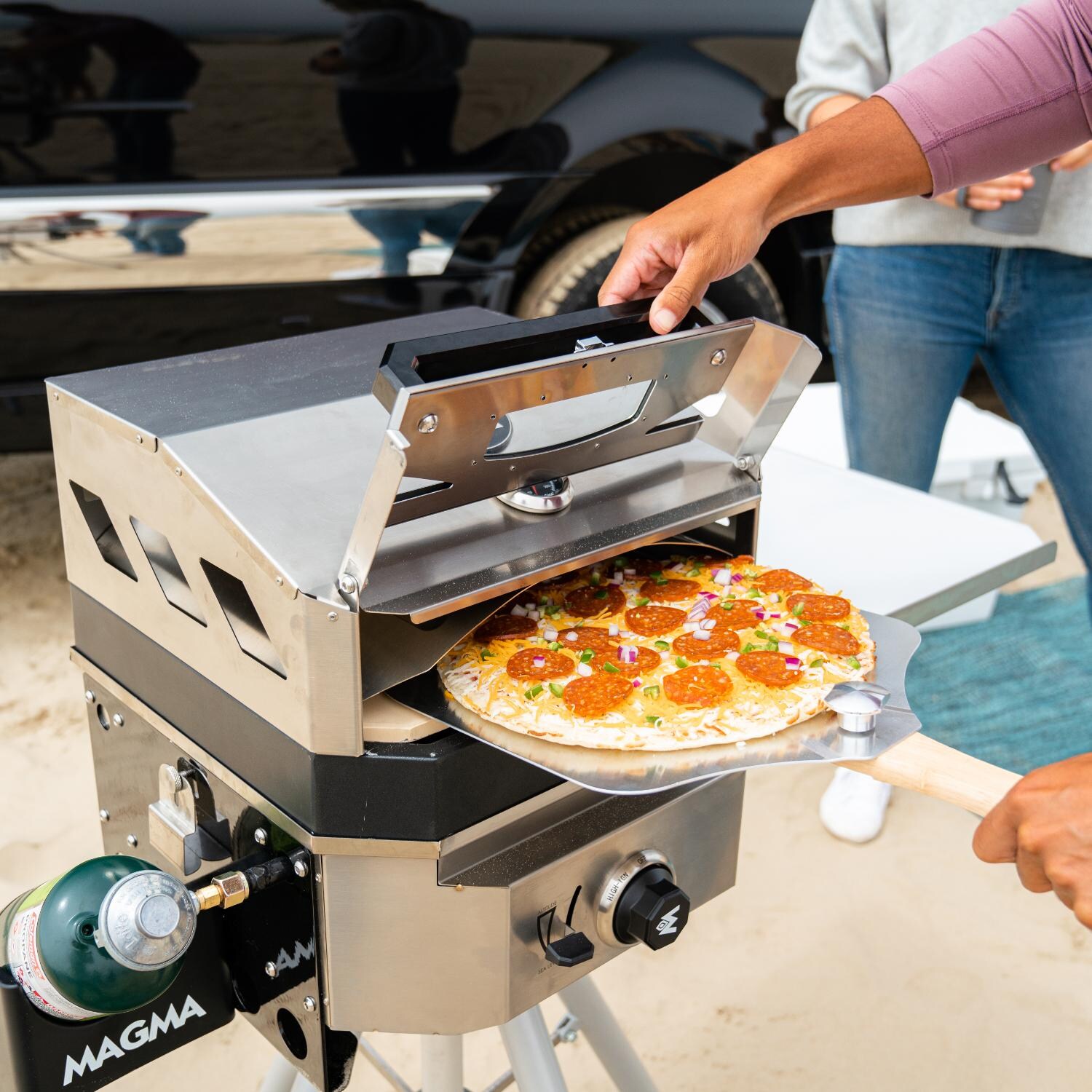 Magma CO10-105 Crossover Pizza Oven Topper - Using On CO10-101 Single Burner Firebox Outdoor Cooker (Not Included) thumbnail