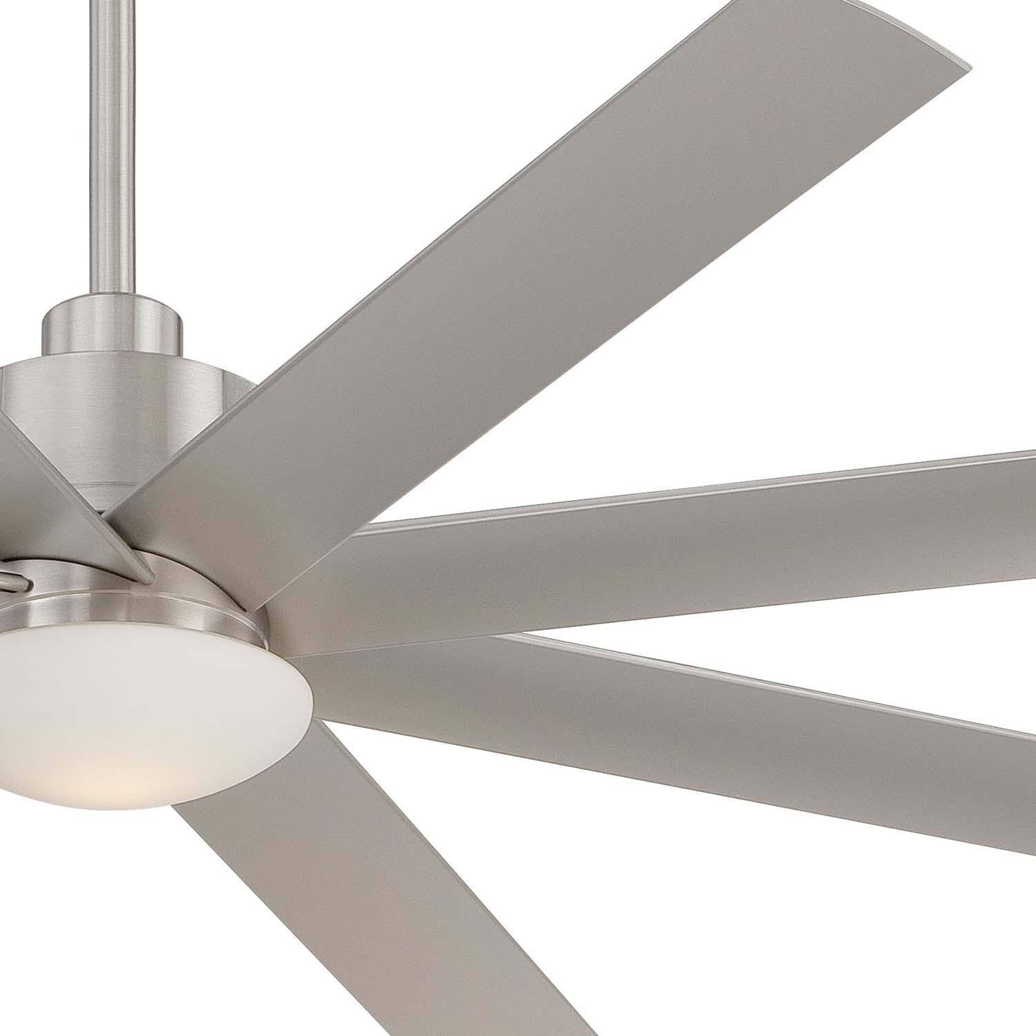 Minka-Aire F888L-BNW Slipstream 65-Inch 8-Blade LED Ceiling Fan in Brushed Nickel Wet Finish w/ Silver Blades & Etched Opal Glass - Right Side thumbnail