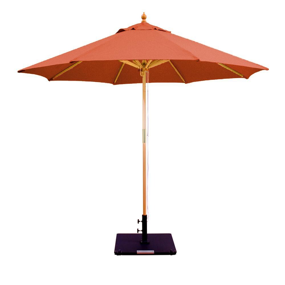 Galtech 9 Ft. Octagonal Wood Patio Umbrella W/ Pulley Lift - Light Wood Frame W/ Brick Sunbrella Fabric (Umbrella Base Not Included) thumbnail