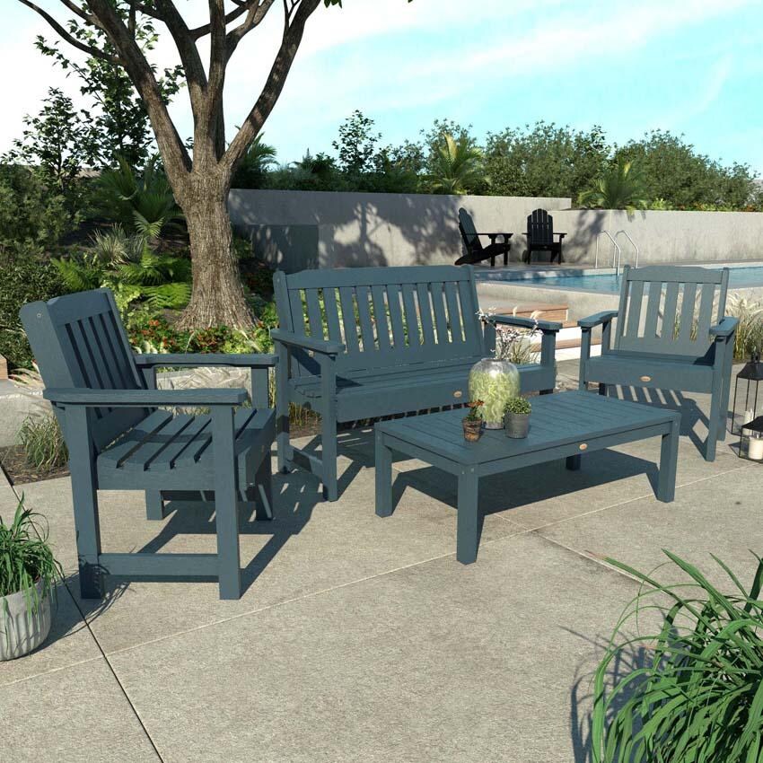 Hart Lane 4 Pc Set Polyresin Seating Set in Nantucket Blue By Lakeview Outdoor Designs - Lifestyle thumbnail