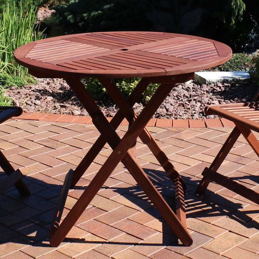 Ultimate Patio 35 1/2-Inch Meranti Wood Folding Round Table - Teak Oil Finish