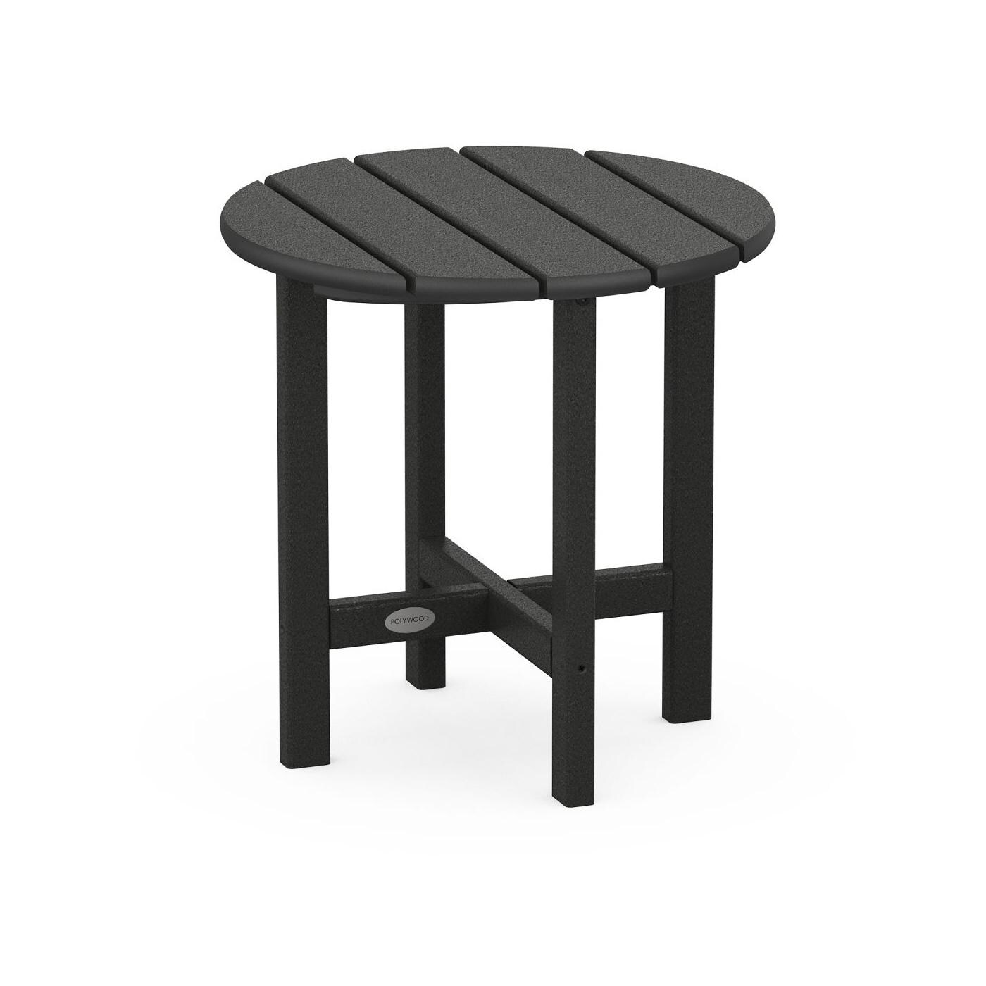 18 Inch Round Recycled Plastic End Table in Black by POLYWOOD