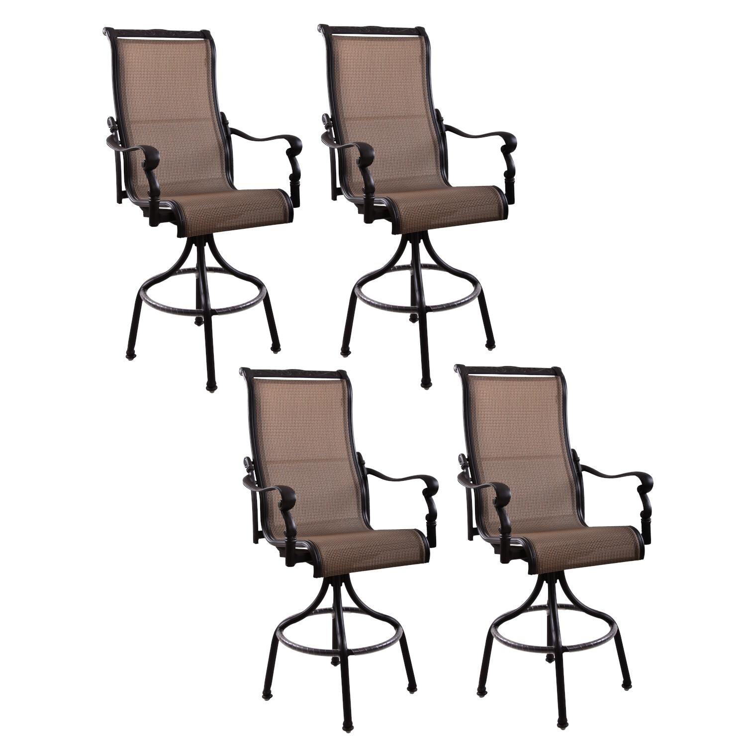 Darlee 301110-7-4 Monterey 4 Piece Cast Aluminum Sling Patio Swivel Bar Stool Set thumbnail