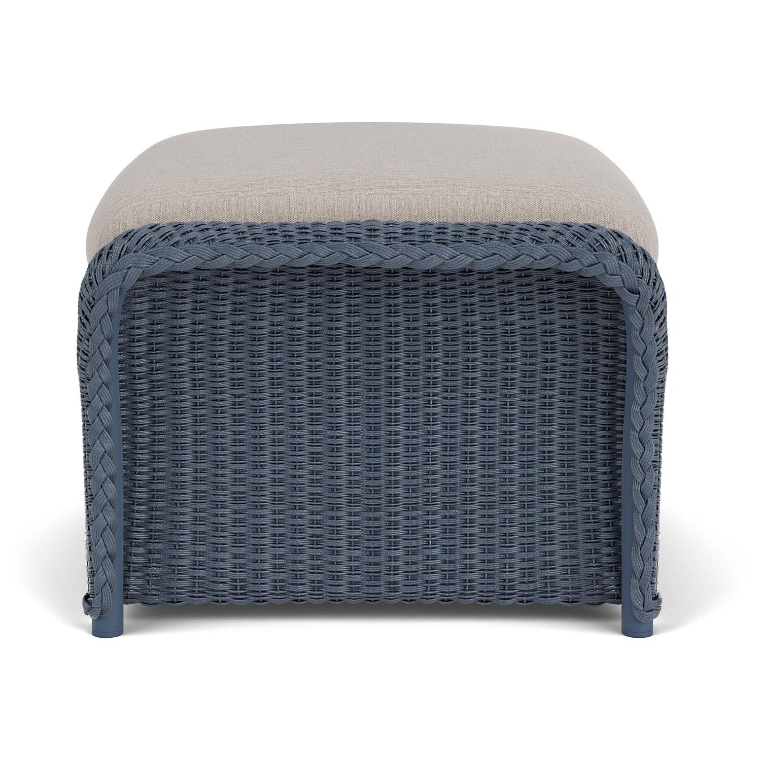 Lloyd Flanders Weekend Retreat Woven Ottoman in Denim Blue Finish W/ Remy Cloud Fabric - Side thumbnail