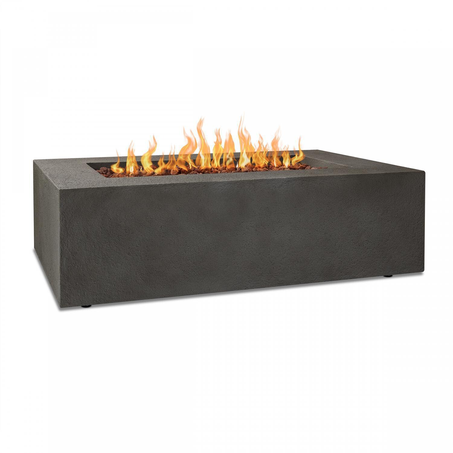 Villa Flora 50-Inch Rectangle Propane Fire Pit Table by Lakeview - Glacier Gray - Angled - White Background thumbnail