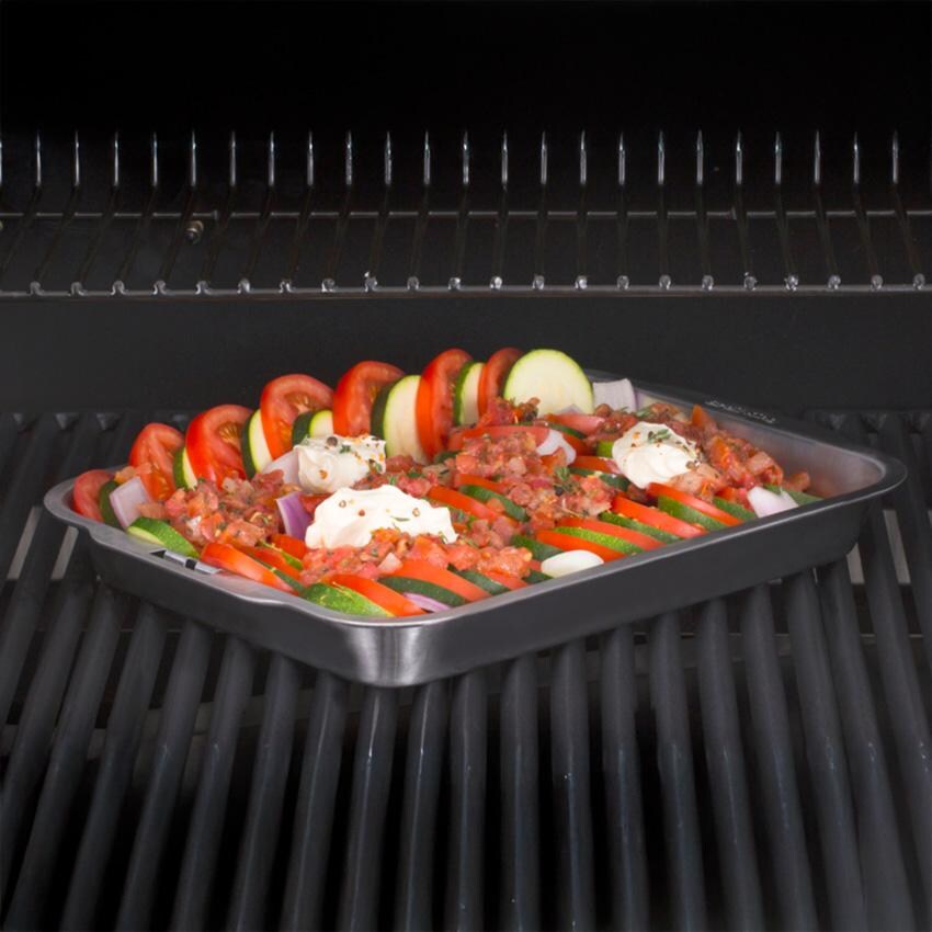 Broil King Stainless Steel Roasting/ Drip Pan - 63106 - On Grill - Lifestyle thumbnail