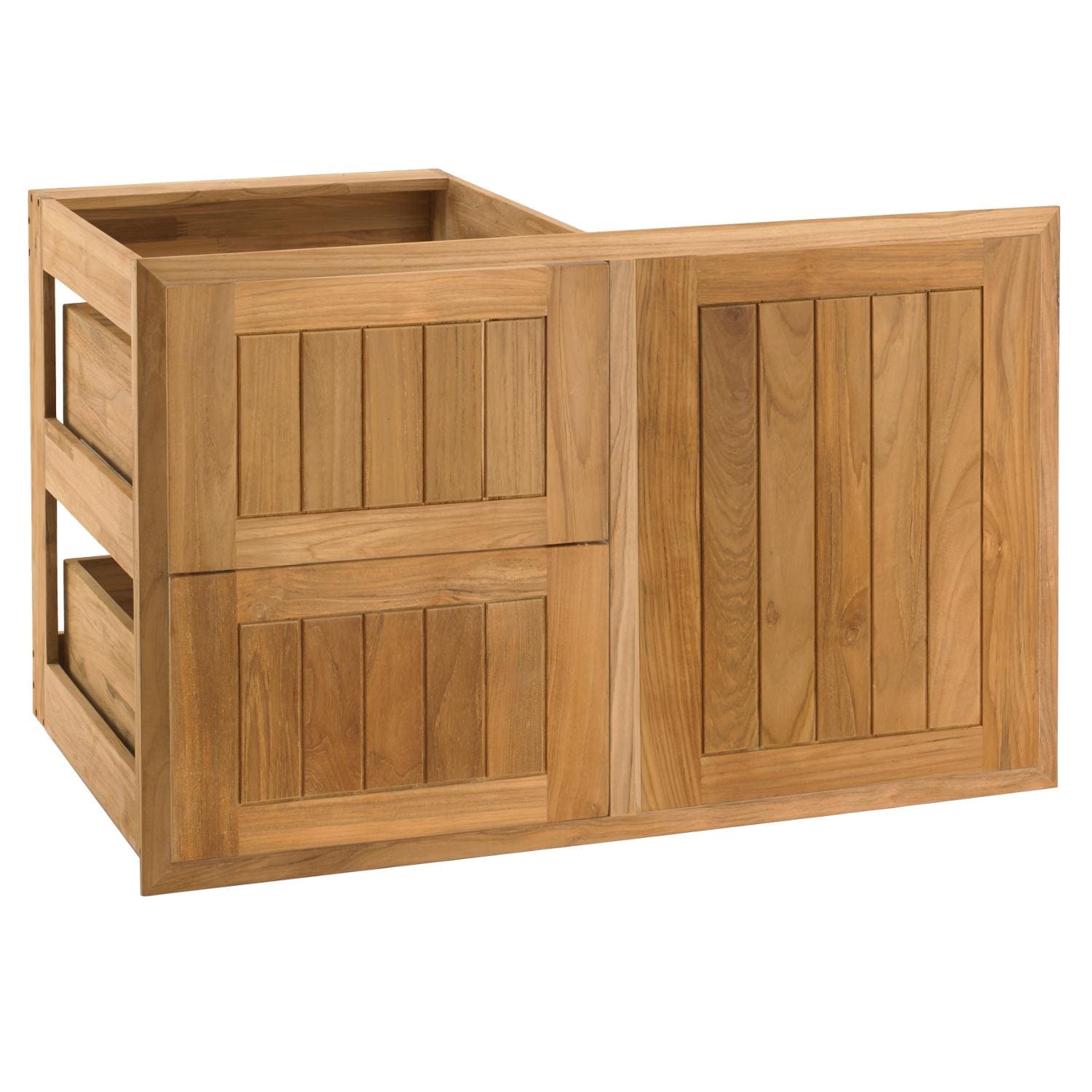 Pacific Teak CO21-35C | Cottage 35-Inch Teak Wood Access Door and Double Drawer Combo thumbnail