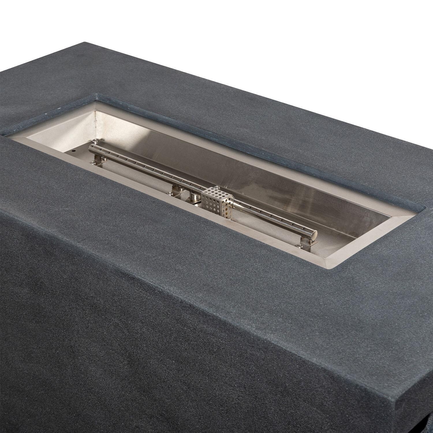 Glenwood 55-in Rectangular Concrete Propane Fire Pit in Graphite by Lakeview Outdoor Designs - Burner - Detail thumbnail